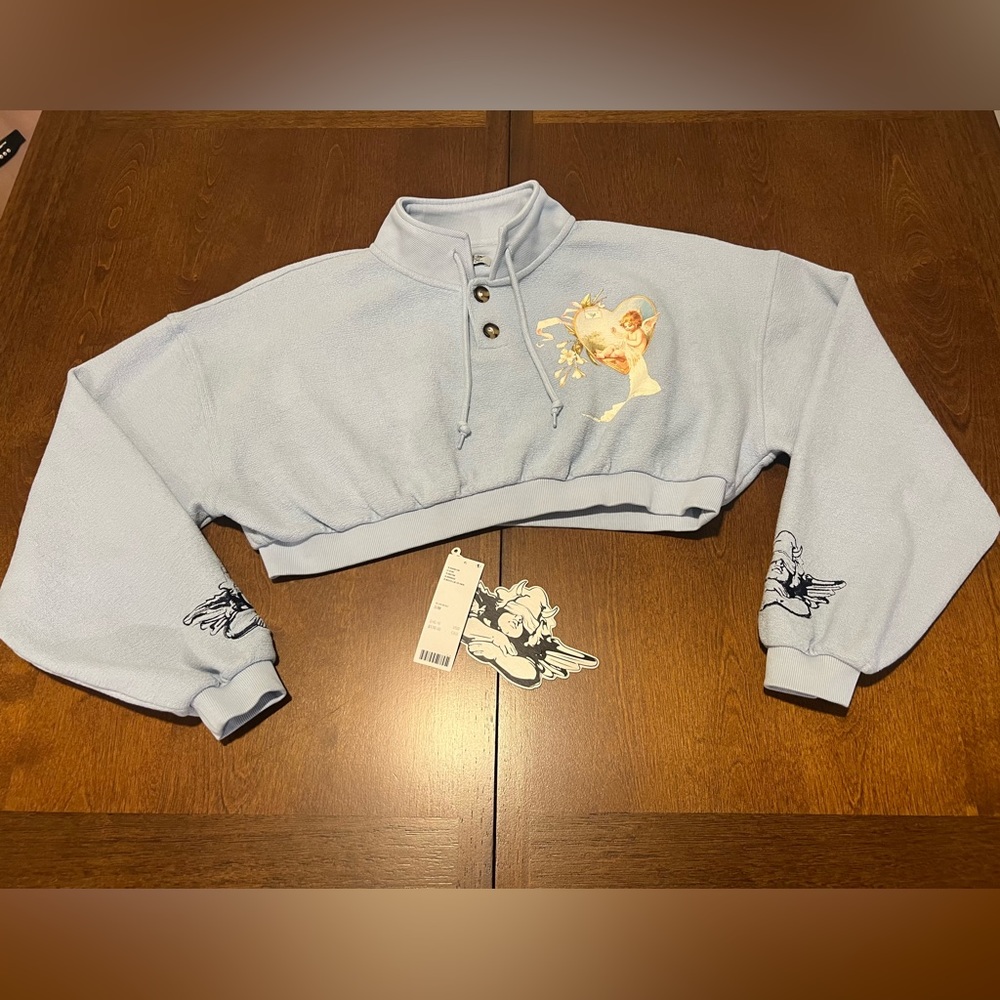 Boys lie cropped baby blue sweater top size SZ-S/M perpetual feelings